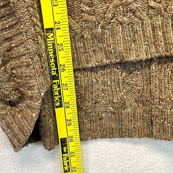 ANTHROPOLOGIE Corinne Cable Knit Poncho Sweater Small Taupe Tan Cowl Oversized - Picture 12 of 15